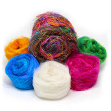 Recycled Sari Silk Pulled Rovings-Fiber-Mint Fabrics-Red-4oz-Paradise Fibers